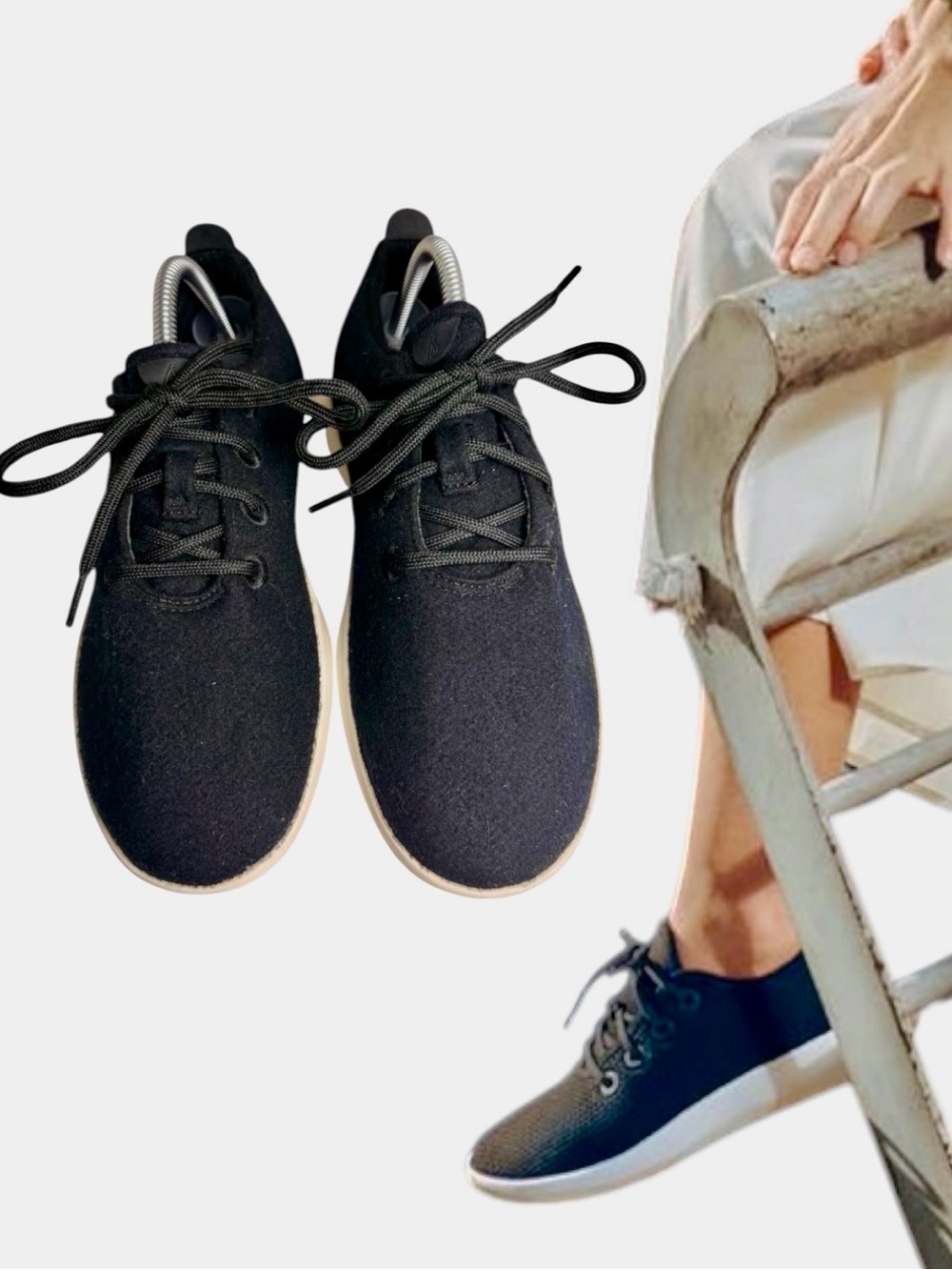 Allbirds Wool Runner Merino Wool Sneakers Black Cream Sole Women’s 9